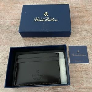 Brooks Brother Leather Card Case Wallet, Brown Leather, New with Box